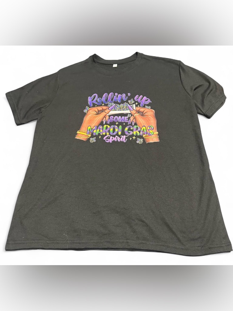 Rollin' Up Some Mardi Gras Spirit Graphic Tee - Black